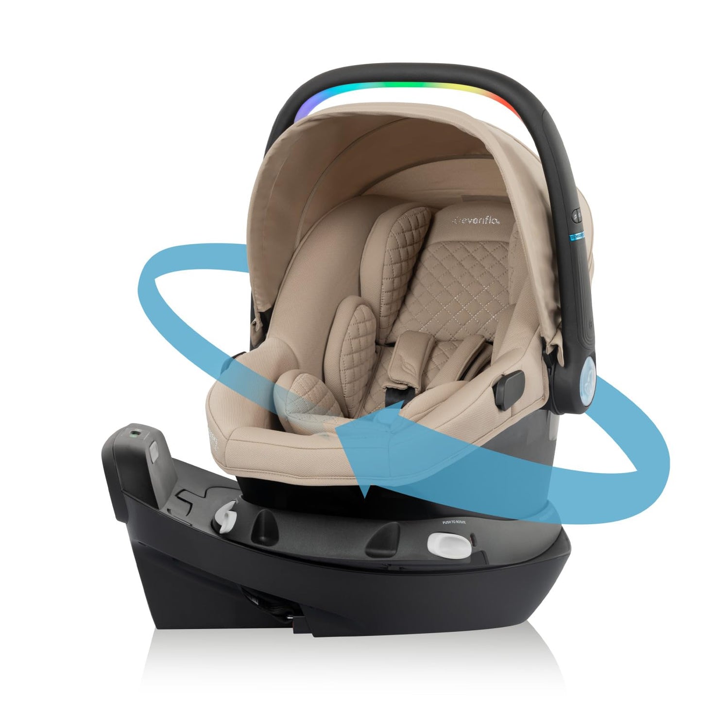 Evenflo Revolve180 LiteMax NXT Rotating Rear-Facing Lightweight Preemie and Infant Car Seat 3-30lbs. with SensorySoothe. Easy Install with Base (Agate Purple)