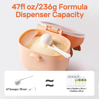 NCVI Baby Formula Dispenser On The Go, Formula Container To Go, Formula Holder for Travel, Outdoor Picnic with Baby Infant, Portable Container for Milk Powder, Snacks, Candy, Fruits (Pink)