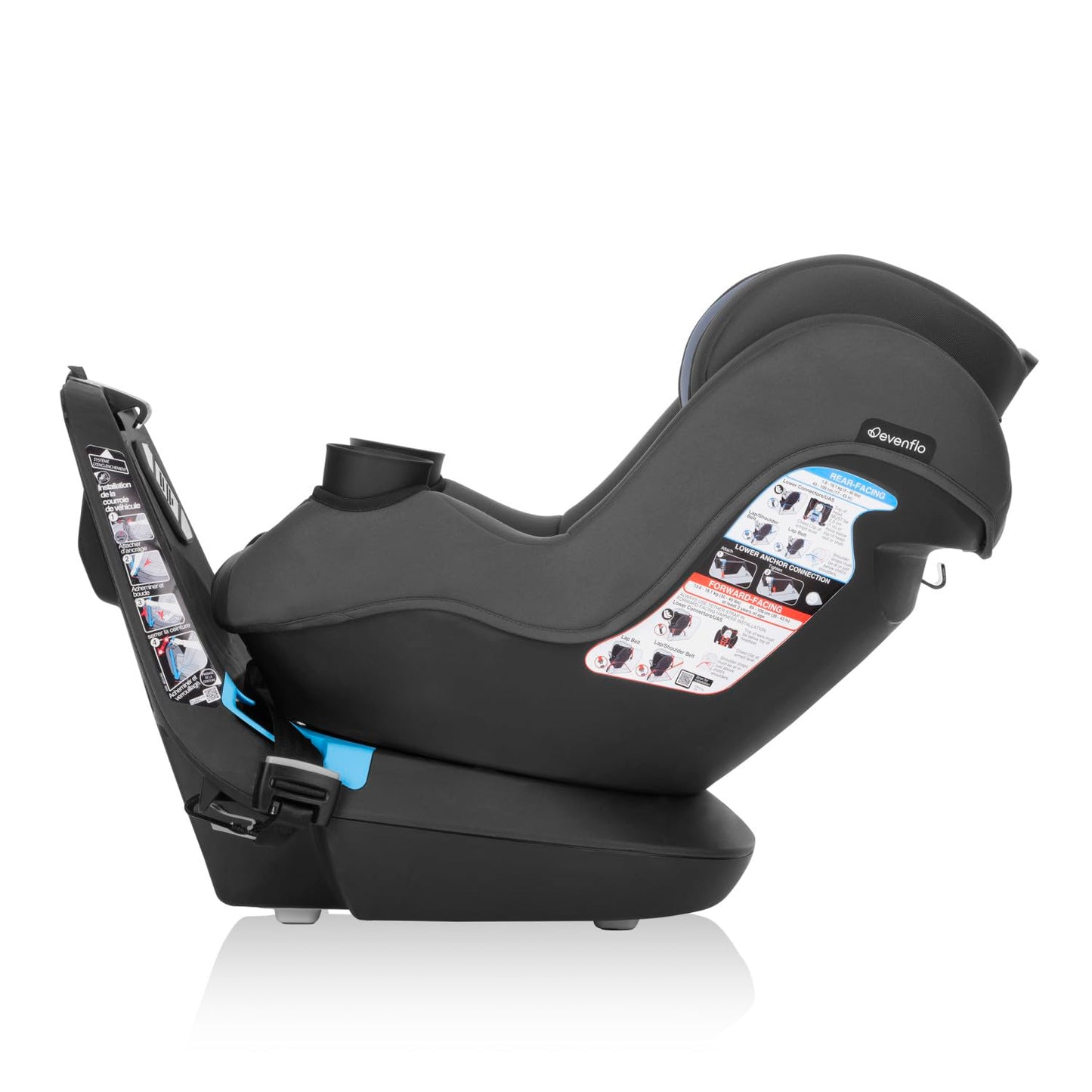 Evenflo REO by Revolve360 Rotating 2-in-1 Convertible Car Seat, 360 Degrees, Infant to Toddler, Forward and Rear Facing, Compact Design, One-time Install (Lenox)