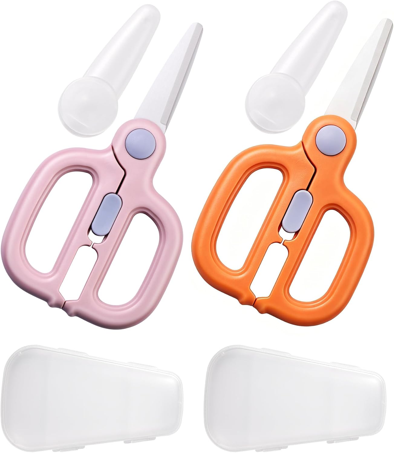 Baby Food Scissors with Travel Case, Ceramic Food Scissors Kids, Toddler Scissor with Safety Lock, Ideal for Pizza, Meats, Noodles, Vegetables, and Fruits (C)