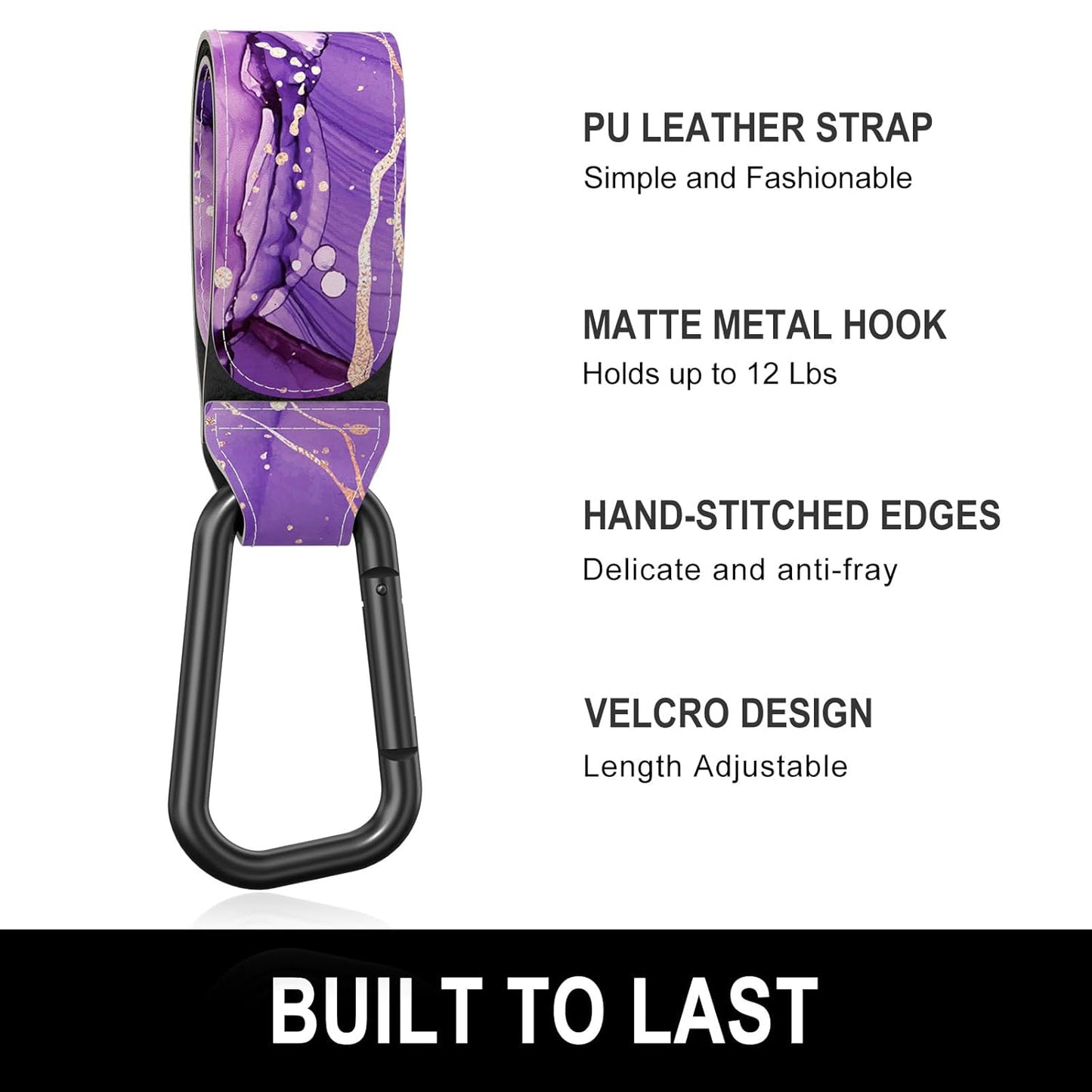 Baby Stroller Hooks for Hanging Bags, Universal Stroller Clips Accessories, Mommy Hook for Diaper Bag, Shopping Cart, Purse, Backpack - 2 Pack, Abstract Leaf