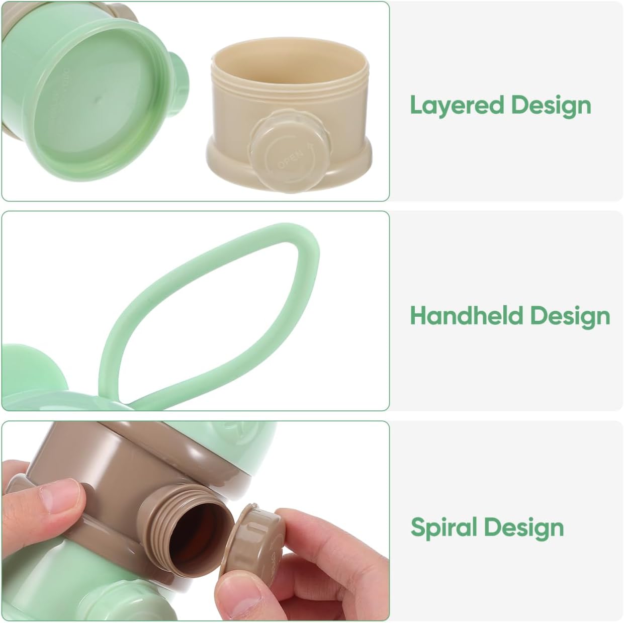 Kisangel 4 Layers Milk Powder Box Portable Formula Dispenser Large Capacity Infant Milk Storage Container for Baby Travel Feeding
