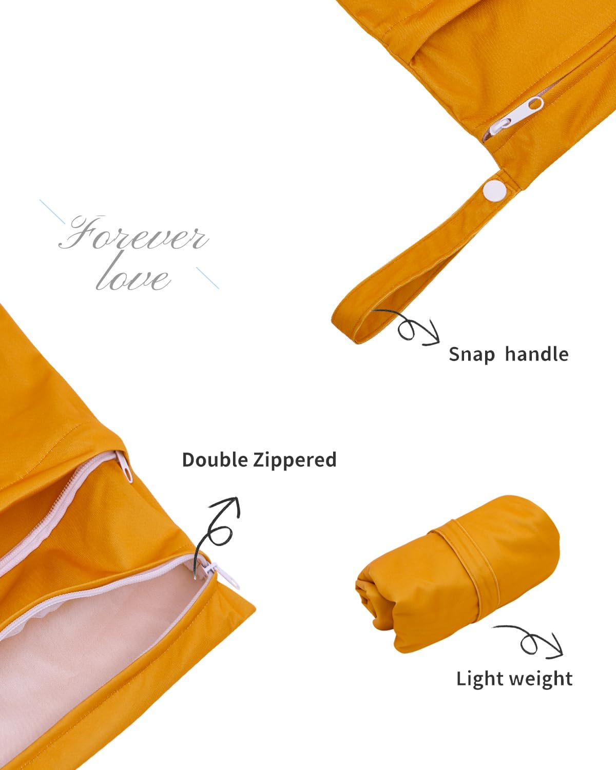 ALVA ALVABABY 3 Cloth Diaper Wet Dry Bags Waterproof Reusable with Two Zippered Pockets Travel Beach Pool Daycare Soiled Baby Items Yoga Gym Bag for Swimsuits or Wet Clothes Small medium Large - Colors B