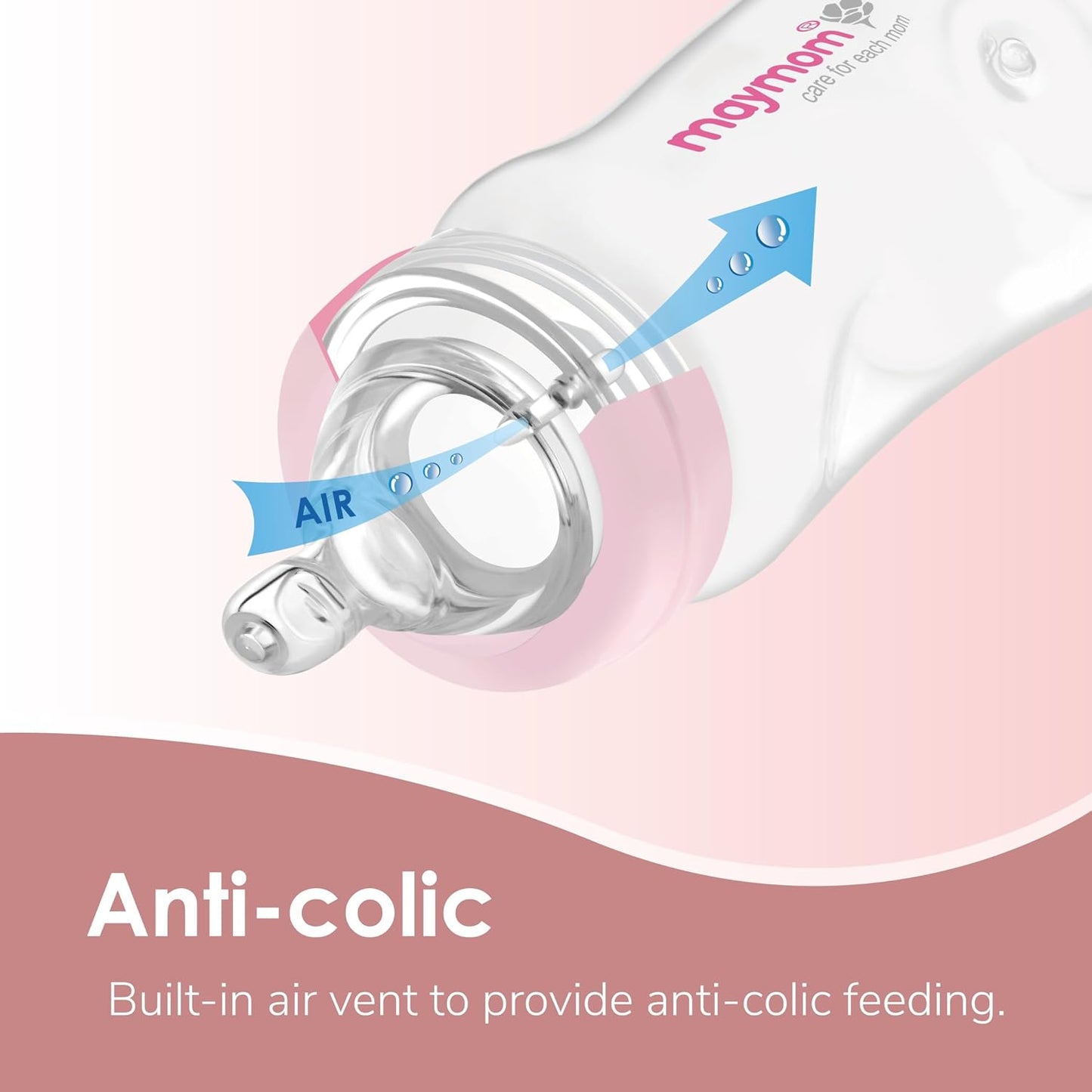 Maymom Silicone Nipple Slow Flow, 4pc; Compatible with Spectra/Motif Luna/Maymom Widemouth Bottles