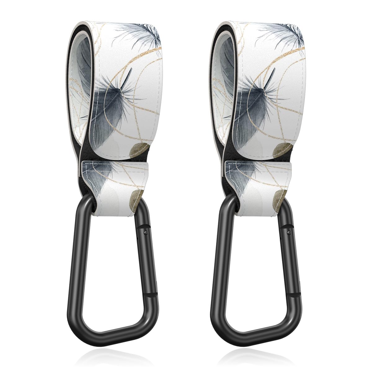 Baby Stroller Hooks for Hanging Bags, Universal Stroller Clips Accessories, Mommy Hook for Diaper Bag, Shopping Cart, Purse, Backpack - 2 Pack, Abstract Leaf