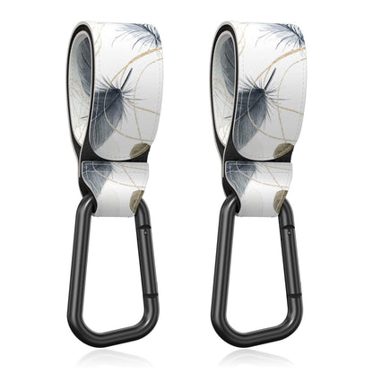 Baby Stroller Hooks for Hanging Bags, Universal Stroller Clips Accessories, Mommy Hook for Diaper Bag, Shopping Cart, Purse, Backpack - 2 Pack, Abstract Leaf