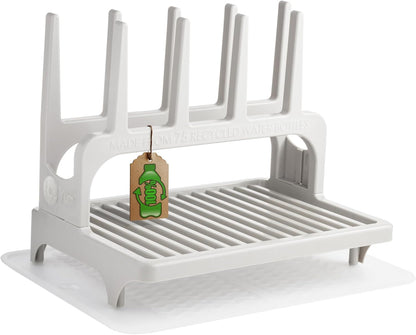 PopYum Seattle Gray Space Saving Drying Rack Made from 100% Recycled Bottles, Countertop for Baby Bottle, Plastic Bags, Cups, Glass, Tumblers, Compact