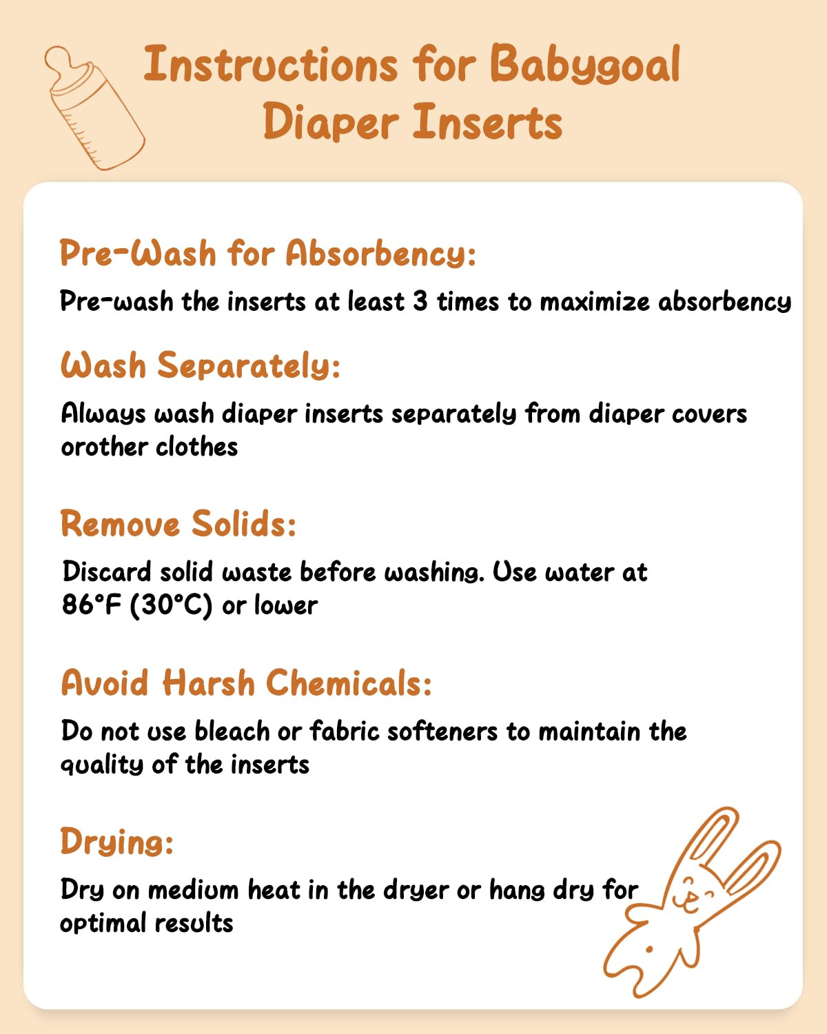 Babygoal Reusable Cloth Diaper Inserts Pack of 12, Absorbent & Breathable Liners, 3-Layer Microfiber Inserts for Cloth Diapers