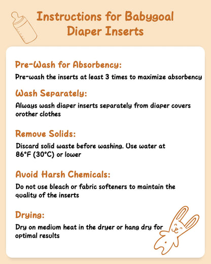 Babygoal Reusable Cloth Diaper Inserts Pack of 12, Absorbent & Breathable Liners, 3-Layer Microfiber Inserts for Cloth Diapers