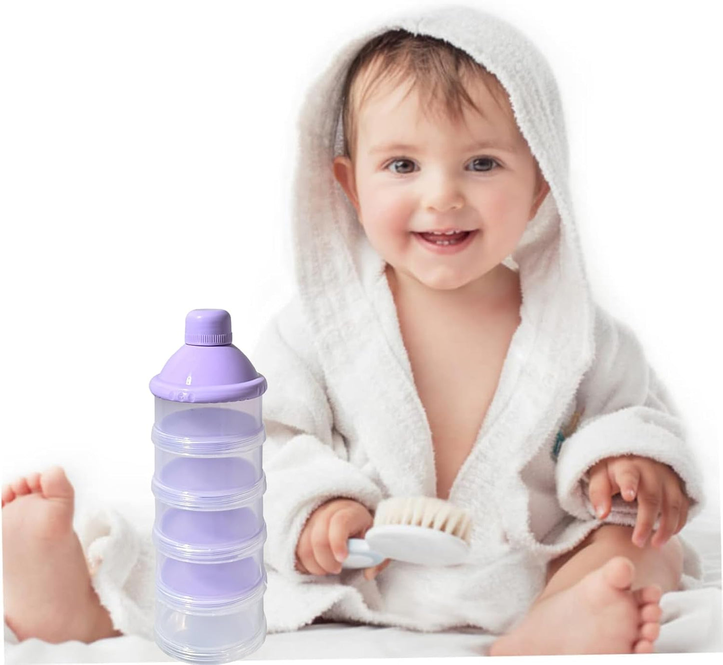 2 PCS 5 Layers Baby Milk Powder Pots, Formula Dispenser Portable Milk Powder Formula Dispenser Container Pot Box Milk Cans Snack Storage Box for Travel(Purple +Purple)