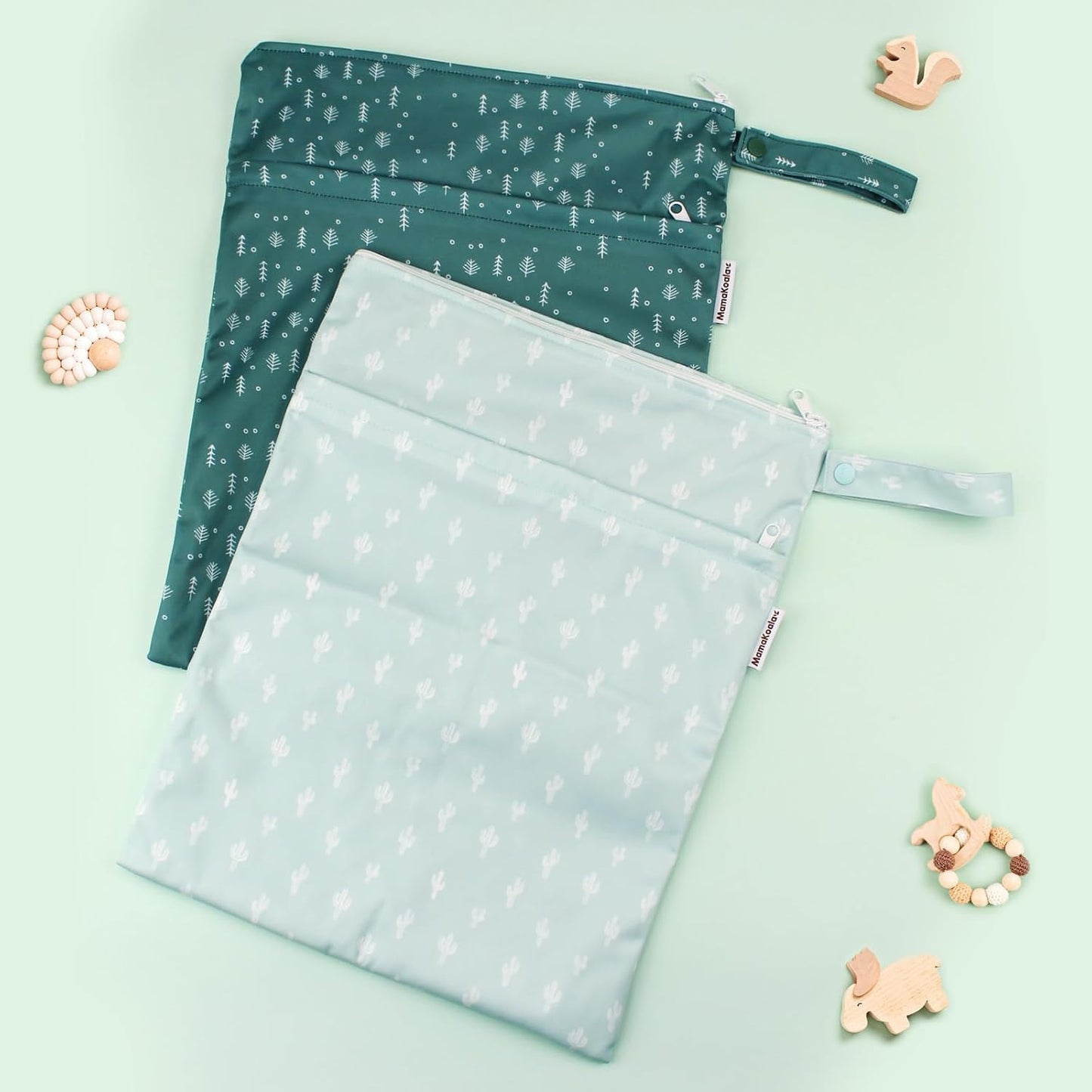 Mama Koala 2 Pack Reusable Pail Liners, with 2 Pack Wet Dry Bags