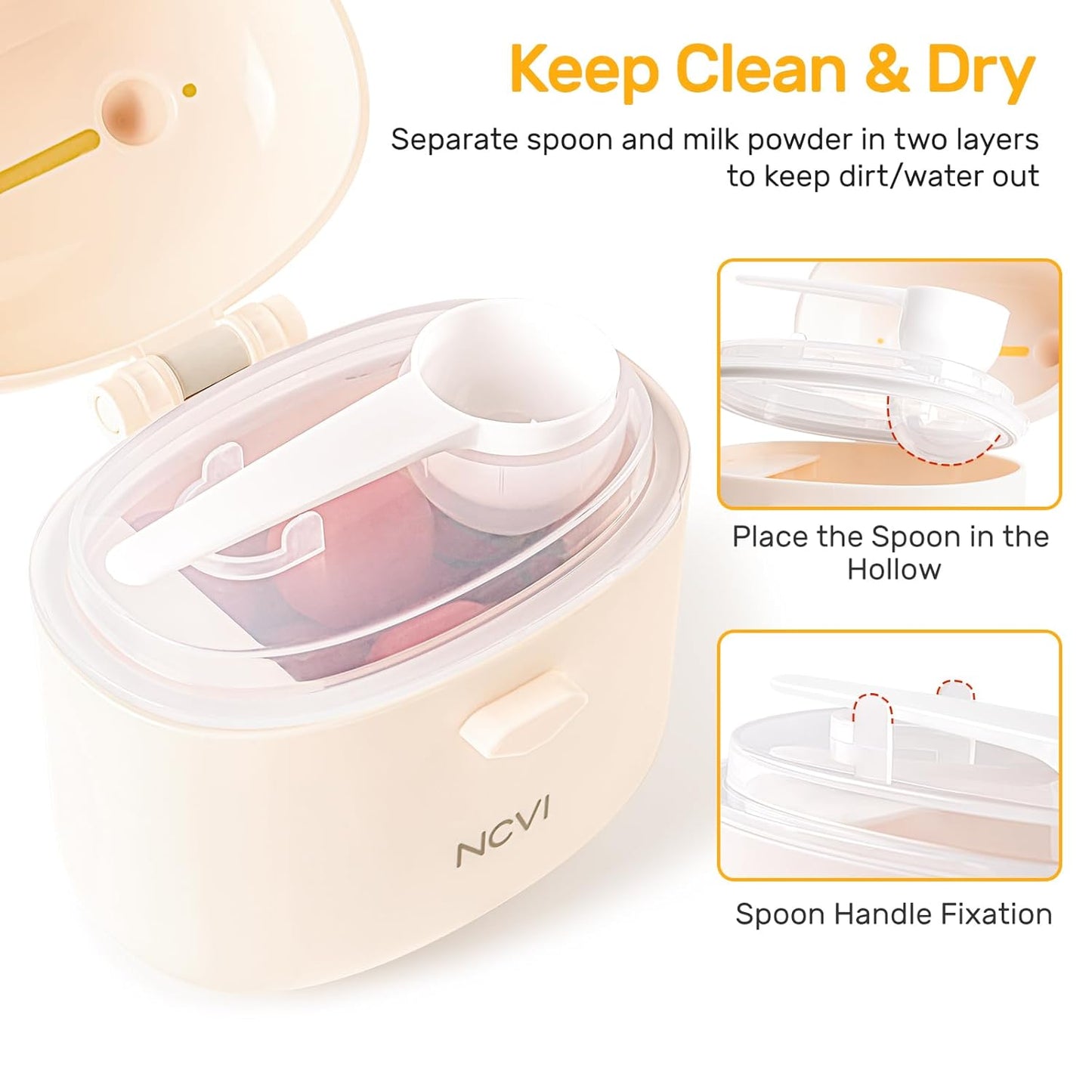 NCVI Baby Formula Dispenser On The Go, Formula Container To Go, Formula Holder for Travel, Outdoor Picnic with Baby Infant, Portable Container for Milk Powder, Snacks, Candy, Fruits (Pink)