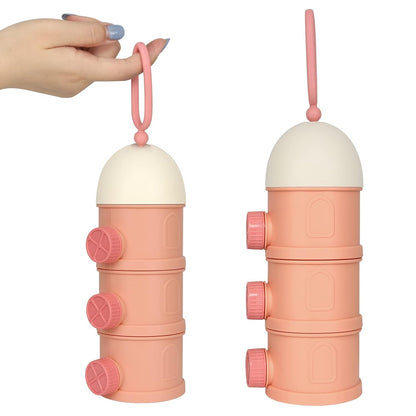 Accmor Formula Dispenser On The Go, 4 Layers Stackable Formula Container to Go, Non-Spill Portable Milk Powder Baby & Kids Snack Container, Pink