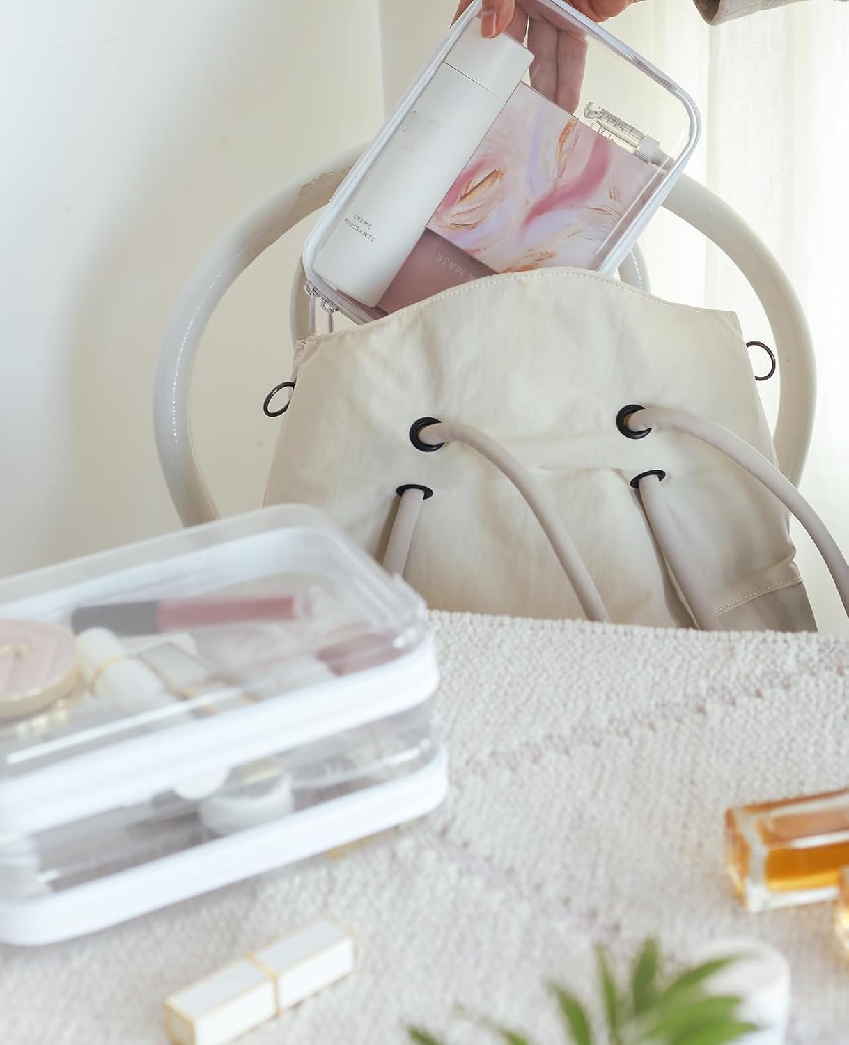 CoiiJoii 3PCS Large Clear Hard Shell Zippered Case, Diaper Bag Organizing Pouches, Waterproof Cosmetic Bag, Kid's Toy Storage Organizer Bins, Pencil Case.