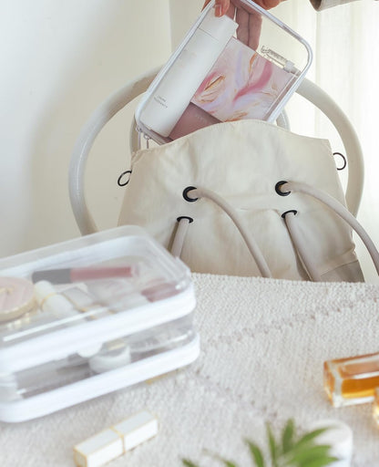 CoiiJoii 3PCS Large Clear Hard Shell Zippered Case, Diaper Bag Organizing Pouches, Waterproof Cosmetic Bag, Kid's Toy Storage Organizer Bins, Pencil Case.