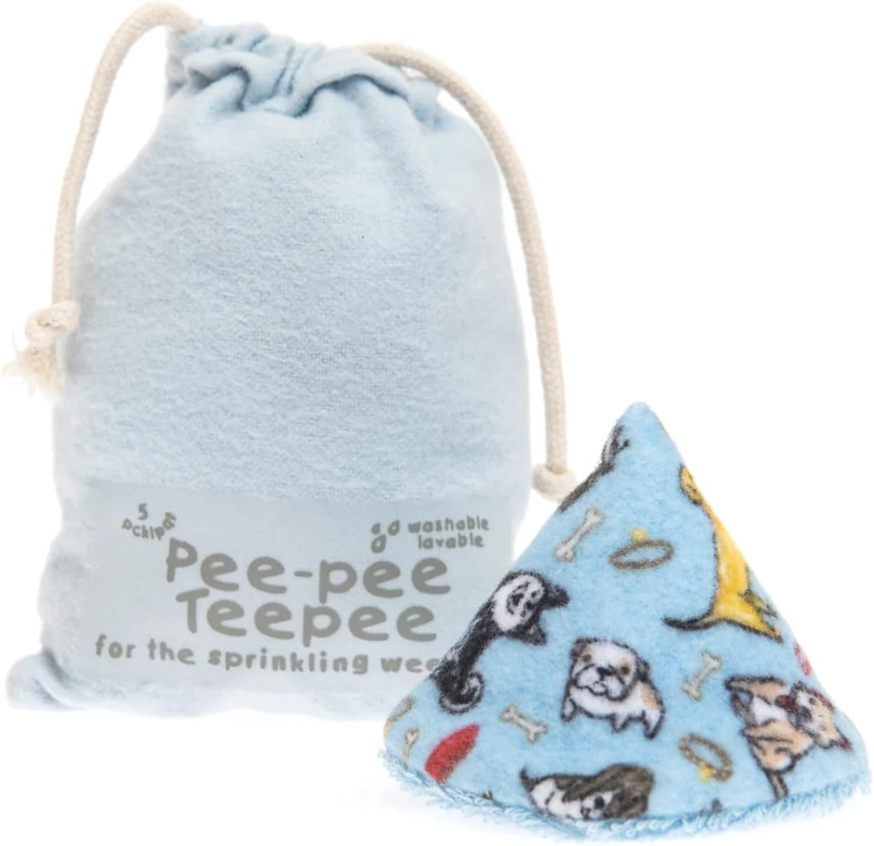 Beba Bean - Pee Pee Teepee for Baby Boy - Reusable & Washable Pee Shield for Diaper Changing - Baby Shower Gifts for Boys - Li’l Monkey Cotton Cloth - Laundry Bag - Set of 5 Covers