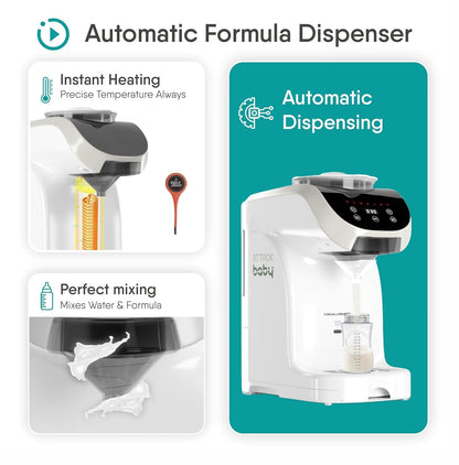 Formula Maker Machine - Upgraded Accurate WiFi Formula Dispenser with Inbuilt Sensors to Prevent Malnutrition - Instant Heating & Automatic Mixing - Quick Warm Bottle (White)
