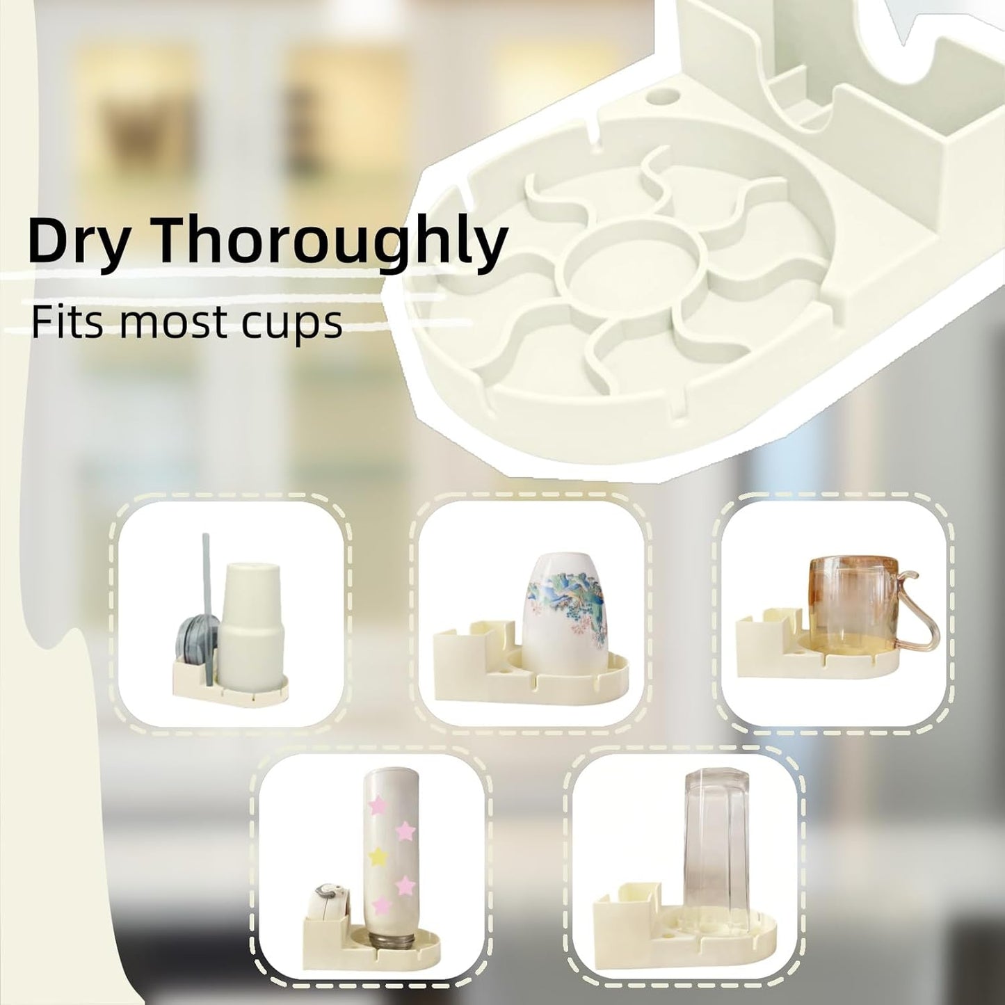 Silicone Bottle Drying Rack for Stanley Cup, Space Saving Tumbler Drying Rack for Water Bottles, Mugs, Glasses, Baby Bottles, Kitchen Accessories with Multifunction Brush(Black)
