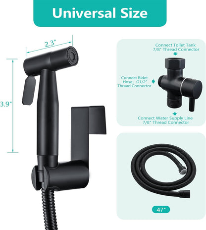 BARROCK Bidet Sprayer for Toilet, Handheld Jet Spray for Existing Toilets with Bidet Hose, Adjustable Water Pressure Muslim Shower, Stainless Steel Cloth Diaper/Feminine Wash Sprayer Brushed Nickel