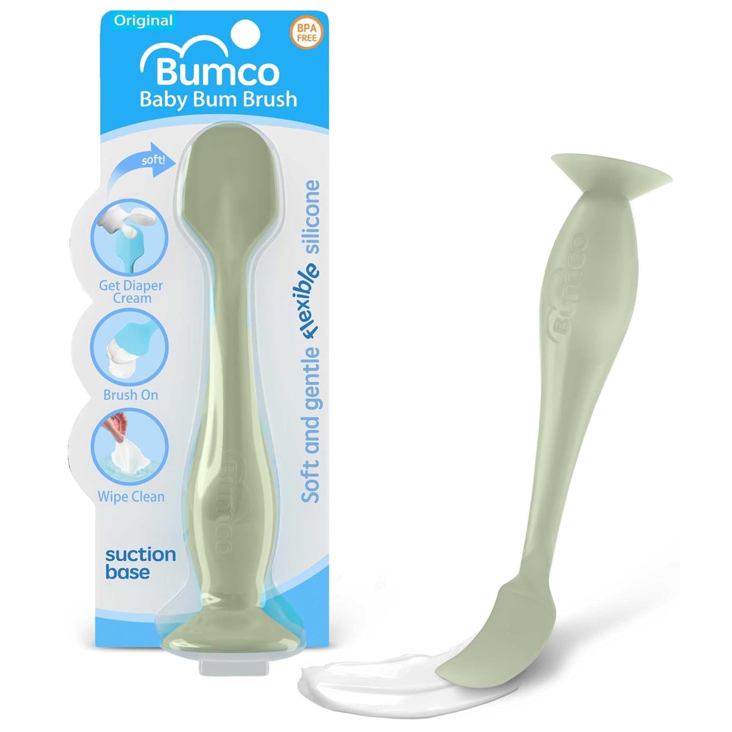 Bumco Diaper Cream Spatula (Mini) - BPA-free Butt Paste Diaper Cream Applicator, Soft & Flexible Diaper Rash Cream Applicator, Butt Spatula Baby, Mom-Invented Diaper Bag Essentials (Sage Green)