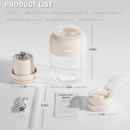 Portable Juice Cup Blender for Smoothies Shakes Fruit Crush Baby Food Maker 43oz 1300ML USB Charging Cordless Food Grade Blades Electric Smoothie Blender for Small Ice Kitchen Outdoor