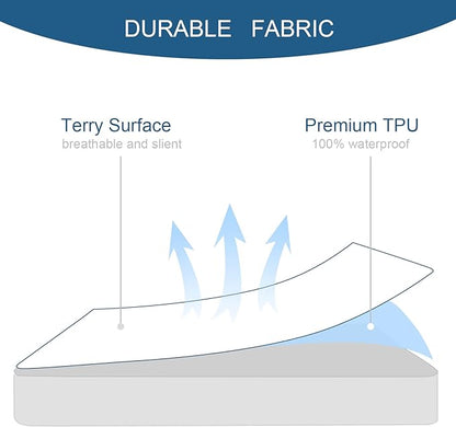 2 Pack Queen Mattress Protector Waterproof Mattress Topper Pad Cover Fitted Sheets up -18'' Premium Terry Absorbent & Skin Friendly Machine Wash Highly Protection Mattress Protector Queen Size