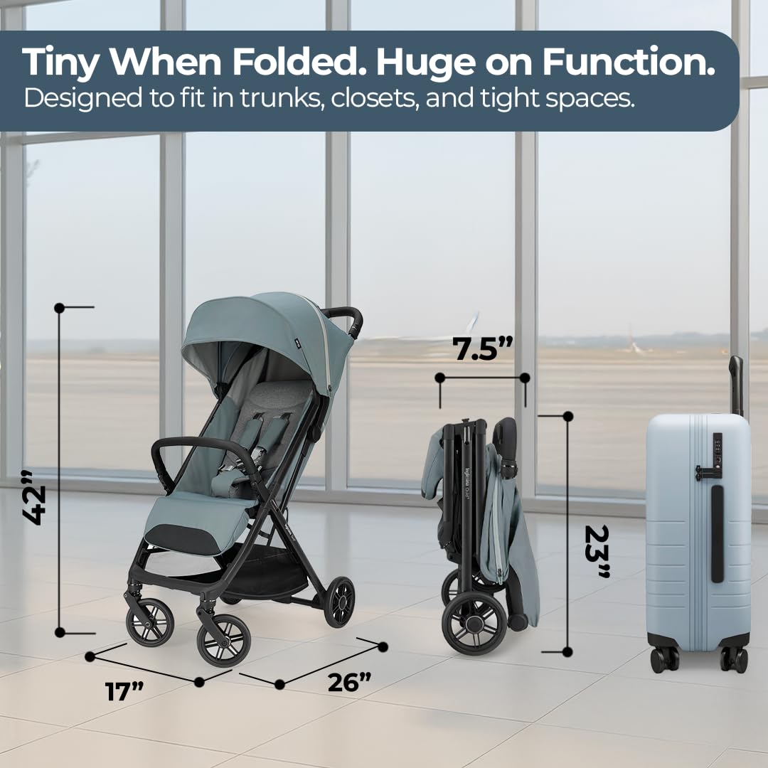 Inglesina Quid³ Lightweight Compact Travel Stroller for Baby & Toddler 0-55 lbs – One-Hand Fold, Reclining Seat, Airline Approved, Car Seat Compatible, UPF 50+ Canopy – Cosmic Black
