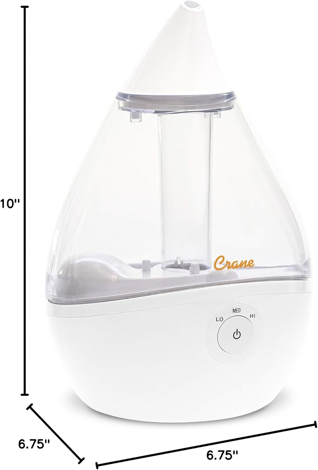 Crane Droplet Ultrasonic Small Air Humidifiers for Bedroom and Office, 0.5 Gallon Cool Mist Humidifier for Plants and Home, Humidifier Filters Optional, White