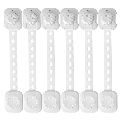 Fursafe&Q Child Safety Cabinet Proofing, Baby Cabinet Locks Adhesive Adjustable Child Safety Strap Locks Drawer Fridge Ovens Toilet Latches No Screws for Furniture Kitchen White 6Pack