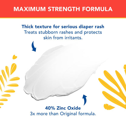 Triple Paste 3X Max Diaper Rash Ointment for Baby, Maximum Strength with 40% Zinc Oxide Ointment for Serious Diaper Rash, 6 oz Tube