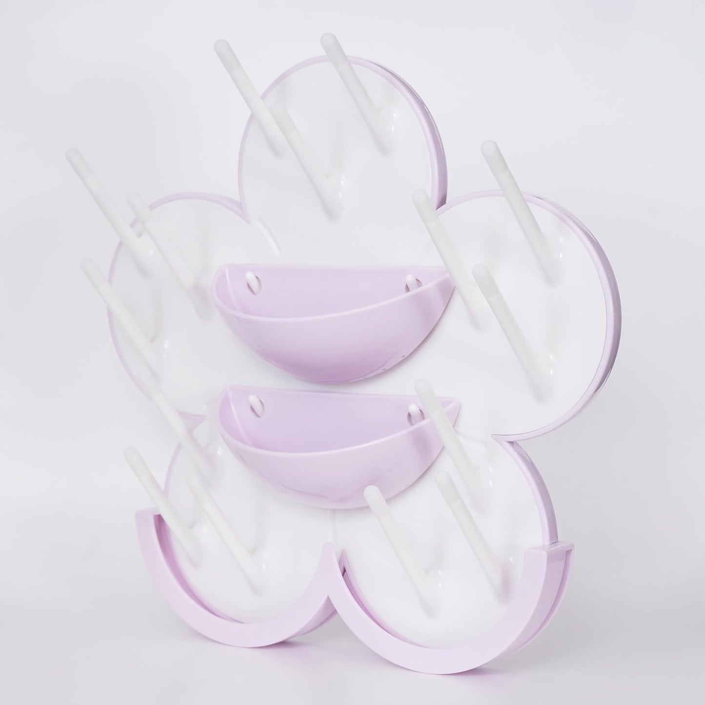 The Bottle Blossom- Wall Mounted Baby Bottle Drying Rack for Bottles, Cups, Sippy Cups, Vertical Wall Hanging, Space Saving, Large Capacity Baby Essential, 2 Adhesive Hooks Included (Light Blue)