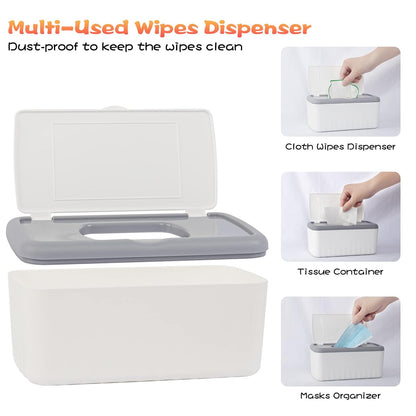54 Packs Flannel Reusable Baby Wipes with Blue Wipes Dispenser, Reusable & Natural Skin-Friendly Cloth Baby Wipes, Body Face Hand Washcloth Essential for Cloth Diapers