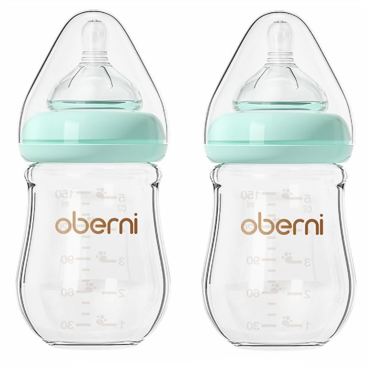 Glass Baby Bottles, Anti Colic Breastfeeding Bottle with Natural Response Nipple for Newborn Preemie 0+ Month, BPA Free, Wide Neck, Blue/3Pack/5oz