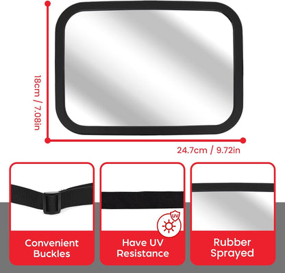 Baby Car Mirror for Rear Facing Infant with Wide Crystal Clear View, Shatterproof, Adjustable, Safety and Stable, Crash Tested and Certified (Black)