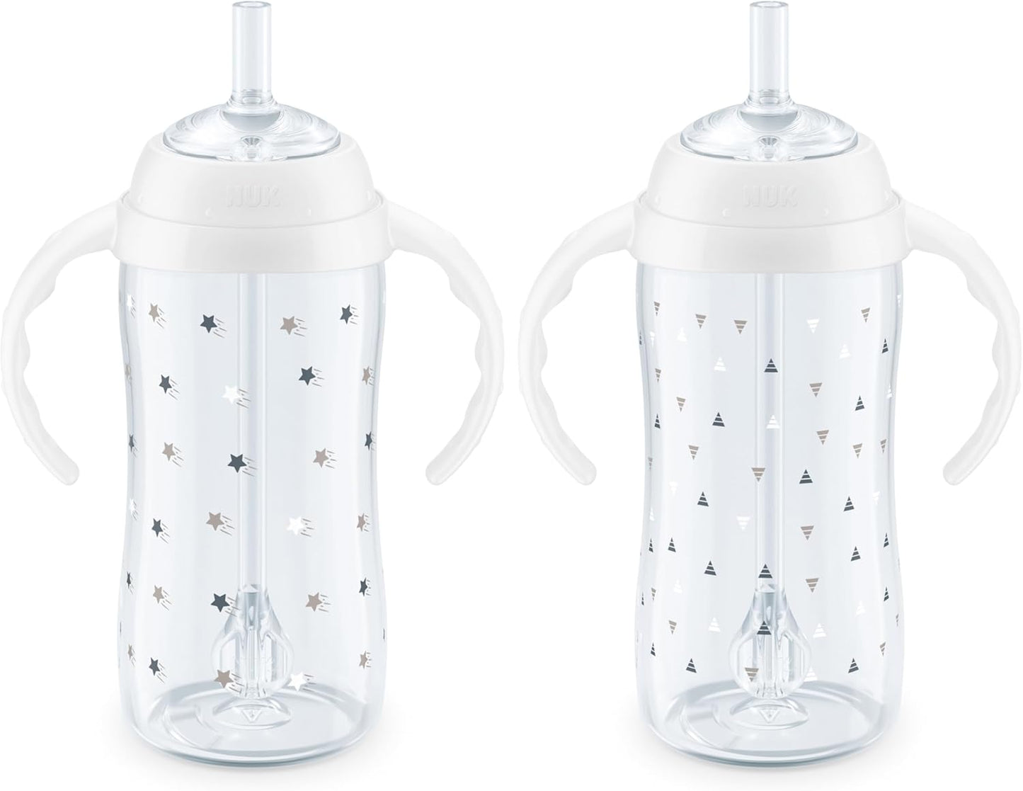NUK Learner Straw Cup, 10oz, 2-Pack - Toddler Sippy Cup with Soft Straw for Easy Drinking, Suitable for Ages 8 Months and Up, Timeless Collection