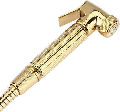 Solid Brass Wall Mount Bidet Sprayer Toilet Diaper Spray Shattaf Kit Powerful Jet Rinsing for Bathroom Gold 47.2 Inch