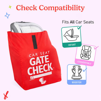 J.L. Childress Gate Check Travel Bag for Car Seats - Car Seat Travel Bag for Airplane, Includes AIRTAG Holder, Fits All Baby Carriers, Infant Carriers & Child Booster Seats - Neon Blue