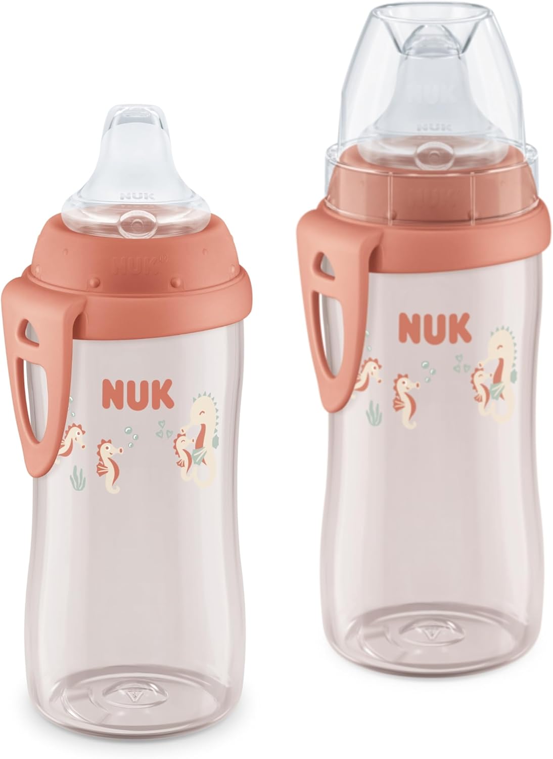 NUK Active Spill Proof Sippy Cup, 10 oz, 2 Pack, 8+ Months, Pink – BPA Free, Spill Proof Sippy Cup