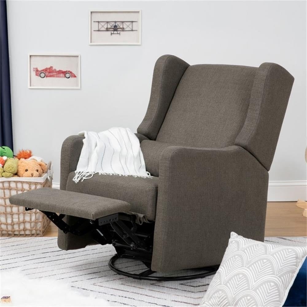 Davinci Carter's Arlo Recliner and Swivel Glider, Water Repellent & Stain Resistant, Greenguard Gold & CertiPUR-US Certified, Performance Forest Green Linen