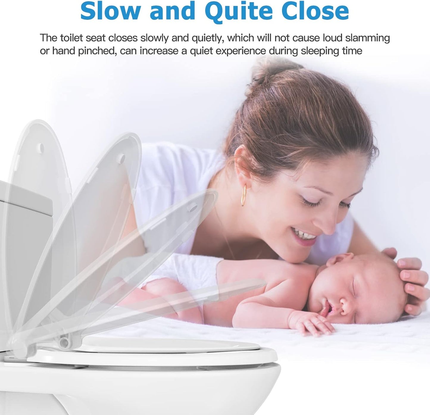 Elongated Toilet Seat with Built in Potty Training Seat, Potty Training Toilet Seat for Toddlers, Magnetic Kids Seat and Cover, Slow Close and Never Loosen, Fits both Adult and Child, White, 19"