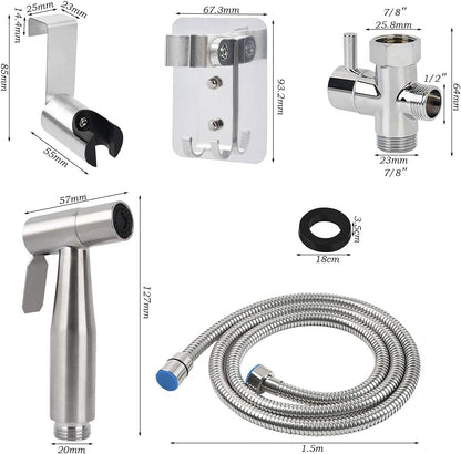 BUYGOO Handheld Bidet Sprayer for Toilet - Adjustable Water Pressure Control with Bidet Hose for Feminine Wash, Stainless Steel Brushed Nickel Cloth Diaper Toilet Sprayer for Baby Wash