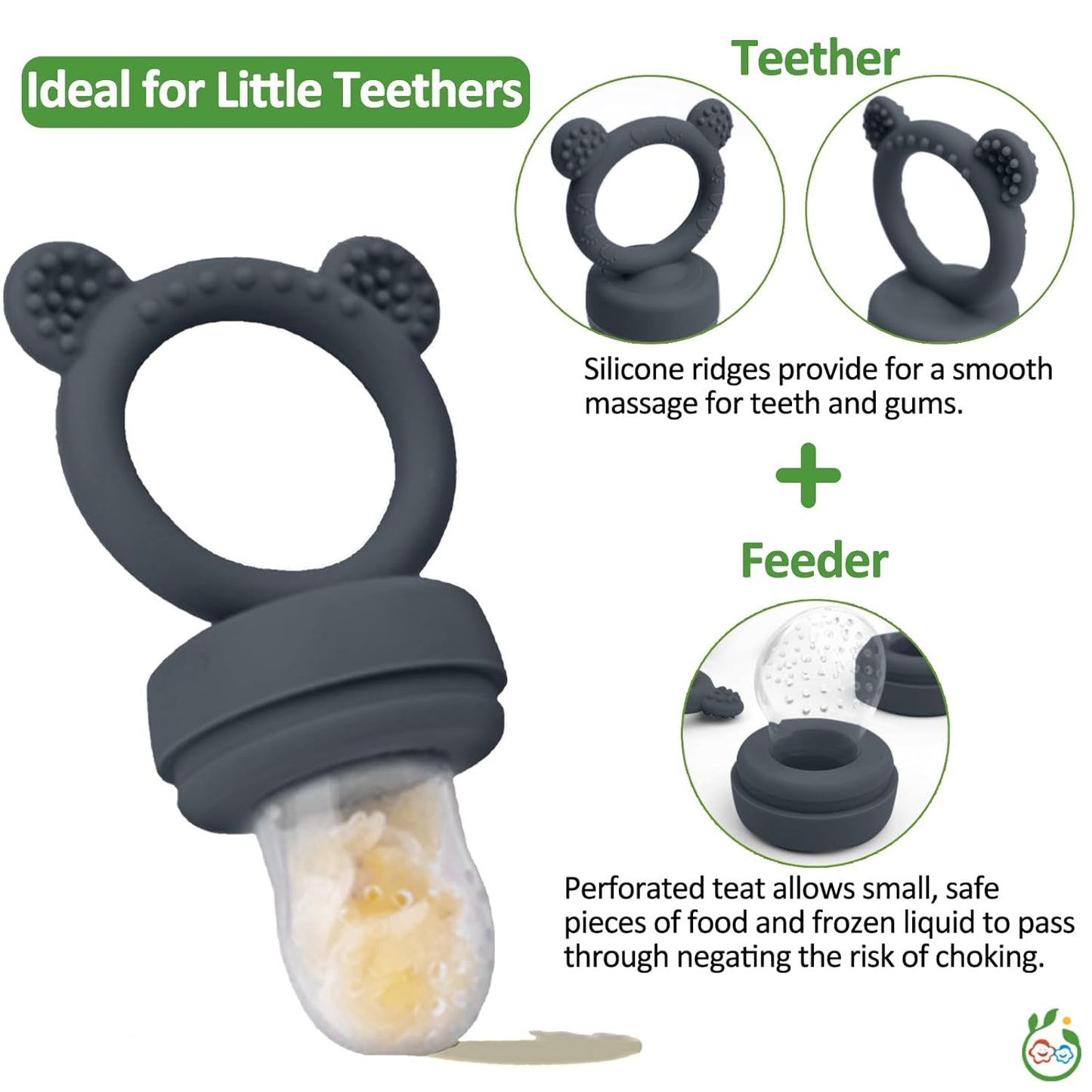 Silicone Baby Fruit Food Feeder & Mini Freezer Nibble Tray, Breastmilk Popsicle Molds for Baby Teething Relief, BPA Free Silicone Teething Toys Feeder for Safe Infant Self Feeding, Extra Food Pouches