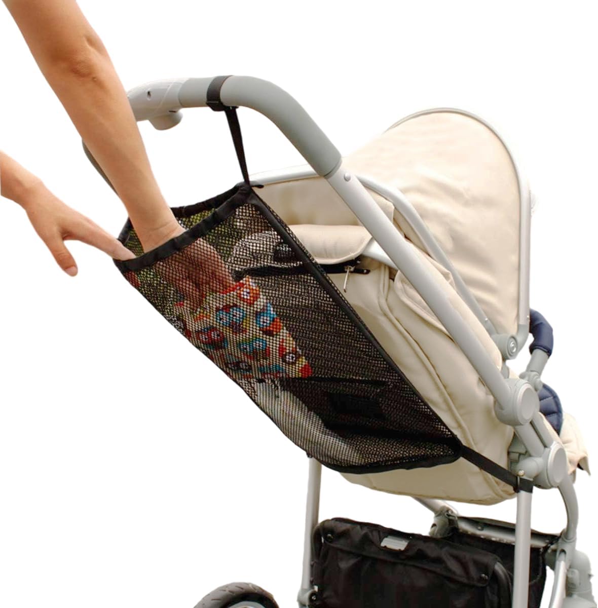 Universal Stroller Organizer, Universal Baby Stroller Hanging Mesh Pocket with Detachable Straps, Infant Prams Storage Organizer Bag
