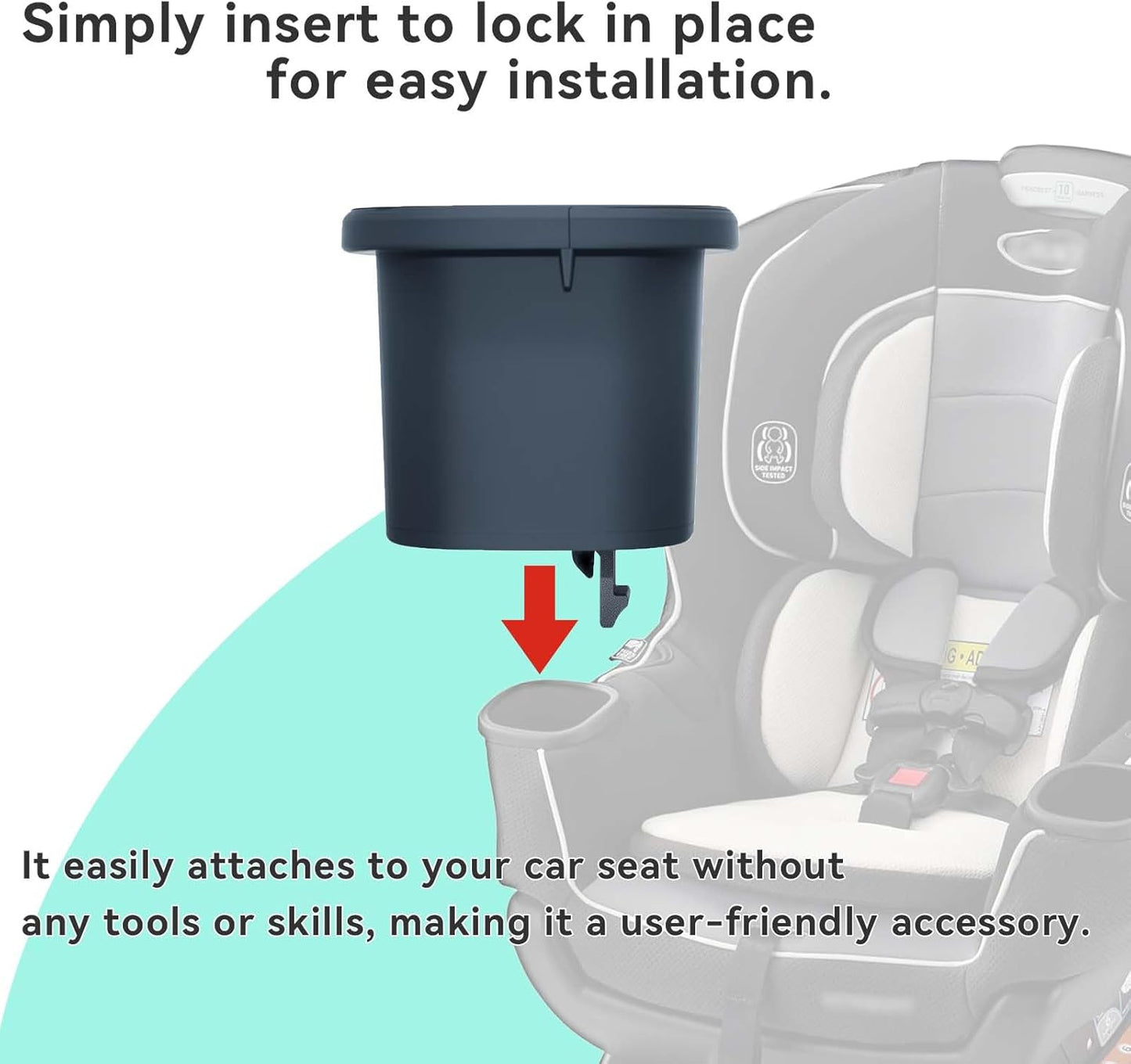 Replacement Cup Holder for Graco Extend2Fit 2-in-1 Car Seat – Dishwasher Safe Single Cup Holder, Car Seat Replacement Parts for Graco (Fits Left or Right Side)