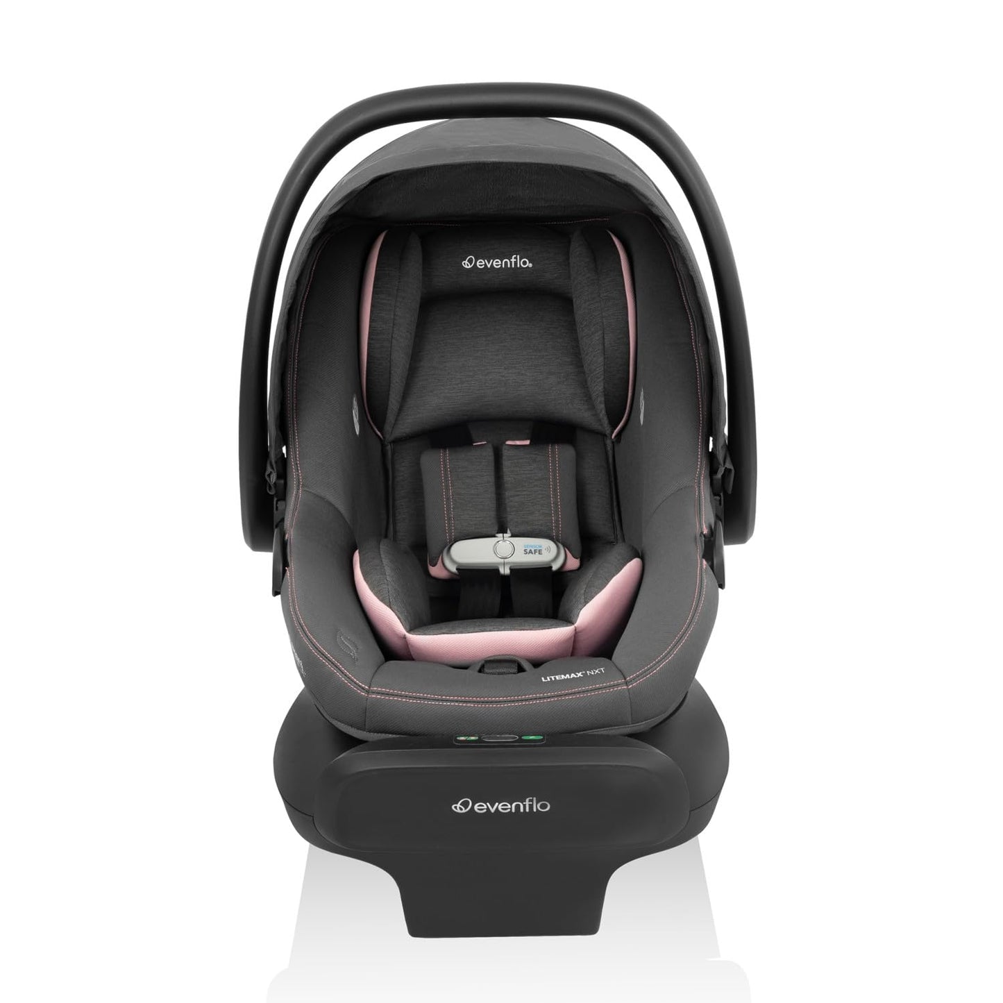 Evenflo LiteMax NXT Rear-Facing Lightweight Preemie and Infant Car Seat 3-30lbs with SensorySoothe. Easy Install with Base (Quartz)