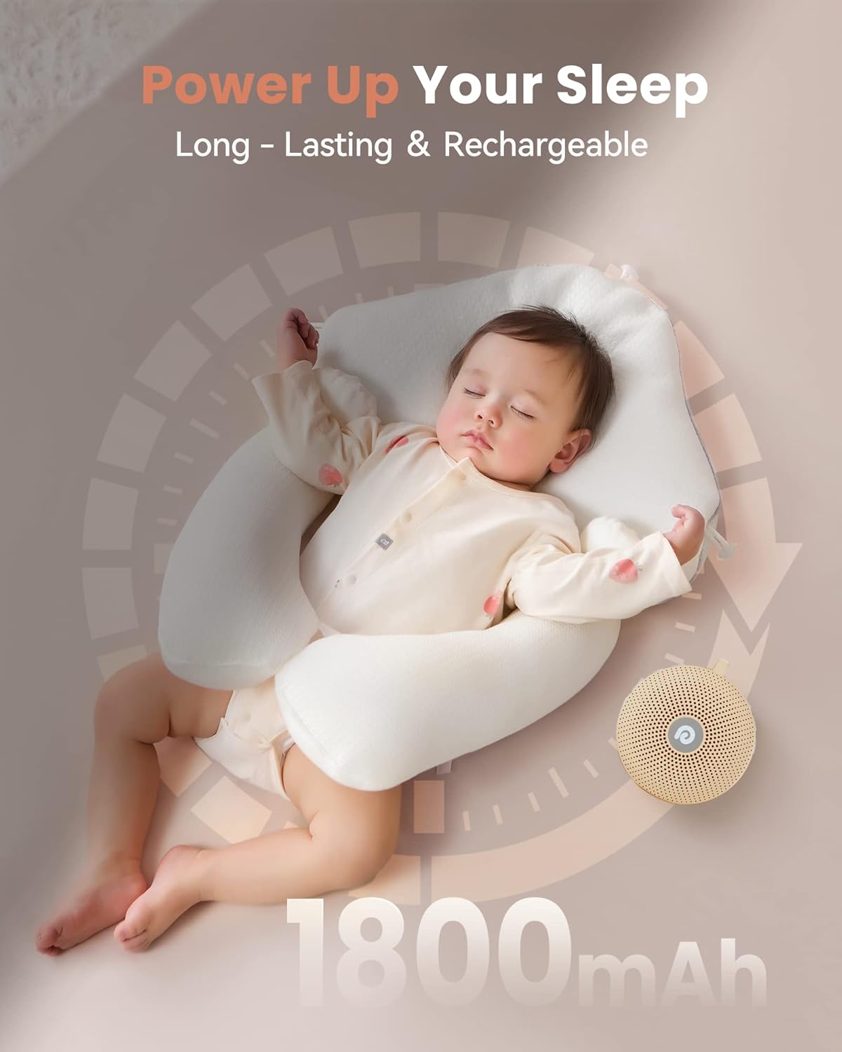 Dreamegg Portable Noise Machine for Baby Adult, Features Powerful Battery, 21 Soothing Sound, Noise Canceling for Office & Sleeping, Sound Therapy for Home, Travel, Registry Gift, Classic White