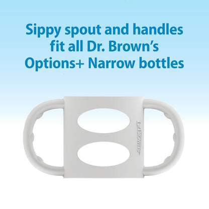 Dr. Brown's Milestones Narrow Sippy Spout Bottle with 100% Silicone, Easy-Grip Handles and Soft Sippy Spout, 8oz/250mL, Light Pink and Ecru, 2-Pack, 6m+