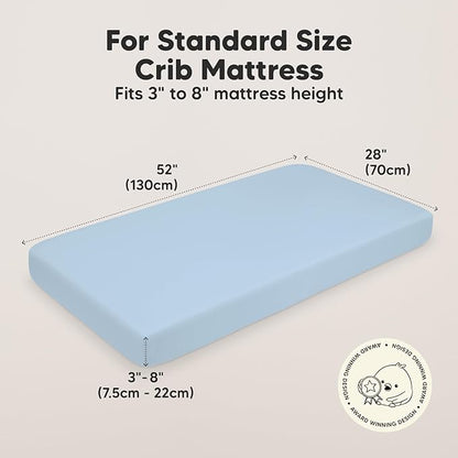 KeaBabies 2-Pack Organic Crib Sheets for Boys, Girls - 52x28 Fitted Crib Mattress Sheet Neutral, Breathable Jersey Cotton Cover for Baby Bed, Toddler Mattress, Soft & Cute Prints (Cornflower)