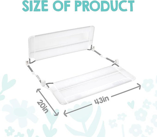 Regalo Safety Double-Sided Swing Down Bed Rail Guard (2-Pack), Toddler Bed Rail for Twin to Queen Beds, Extra Long 43”, Reinforced Anchor System, Easy Install, White