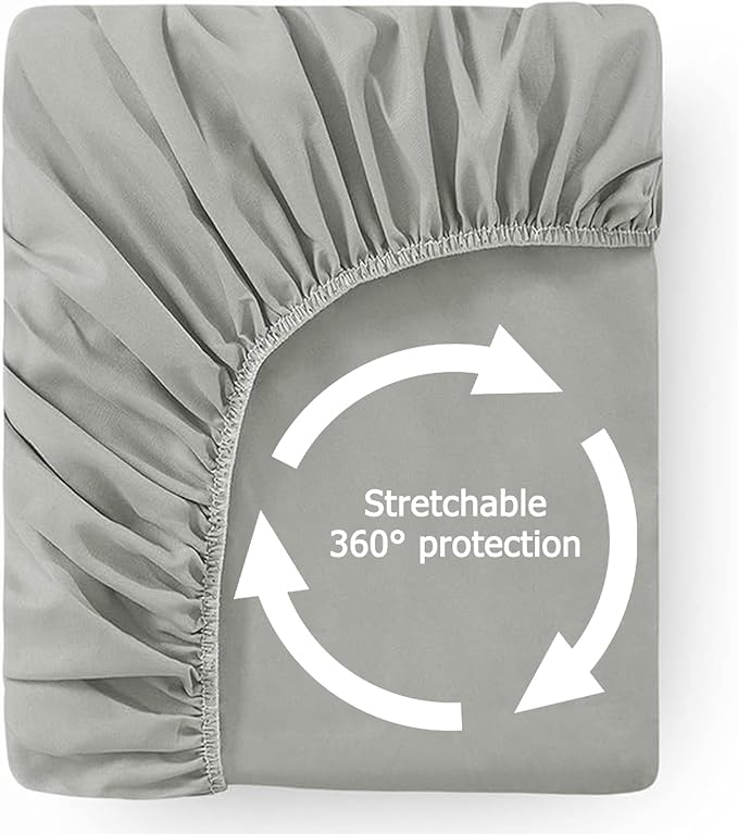 2 Pack Twin Premium Waterproof Mattress Protector, Soft Breathable Mattress Pad, Noiseless Waterproof Bed Cover - Stretch to 21" Fitted Deep Pocket Mattress Protection Cover - Light Grey